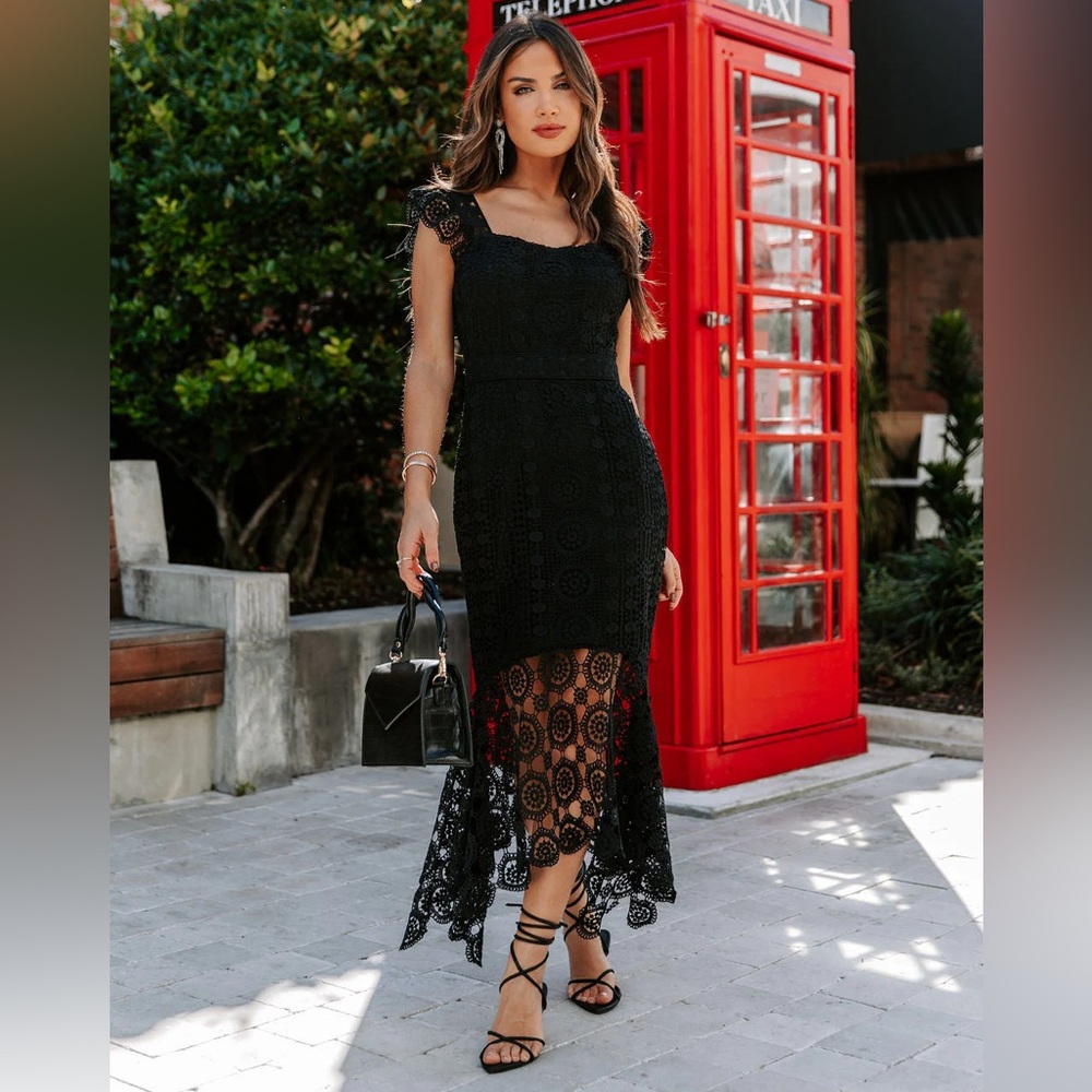 Lina Black Crochet Dress Size Small